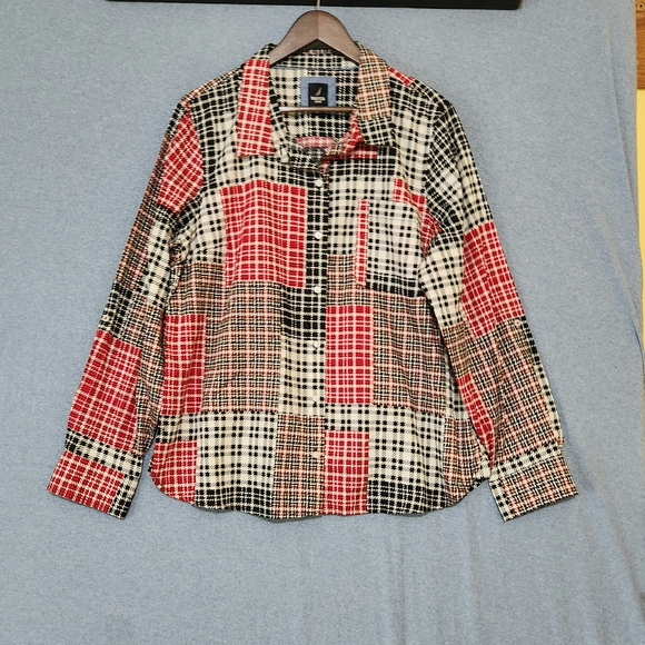 Nautica Red and Black Plaid Blouse - Picture 1 of 1